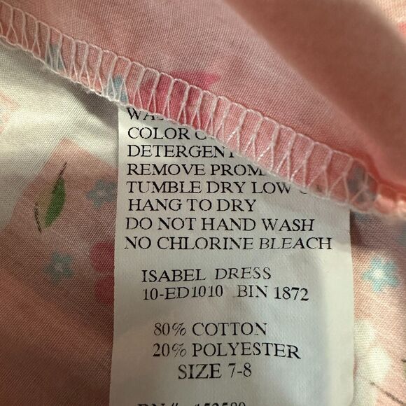 Eleanor Rose Girls 7-8 Years Easter Dress Pink Cross Floral Collar Sleeveless - Picture 3 of 4